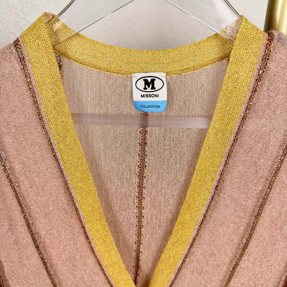 M Missoni Metallic Knit Maxi Duster Cardigan Multicolor Zig Zag IT 44 US 10 - Picture 2 of 16
